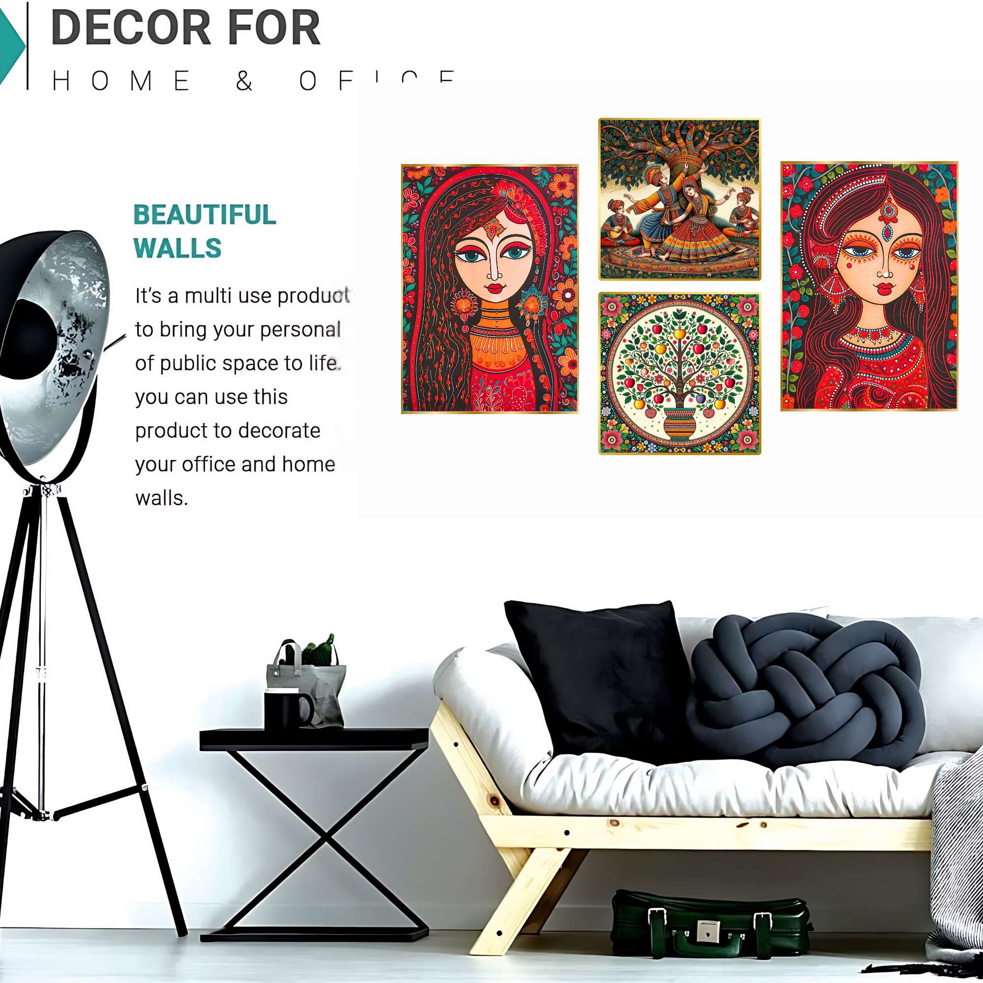 Set of Four Wall Paintings for Wall Dacoration Golden Framed Wall Paintings for Living Room & Bedroom Wall Art for Home Decoration & Office Wall Décor (13x10 inch CH-GD4-12) - Image 2